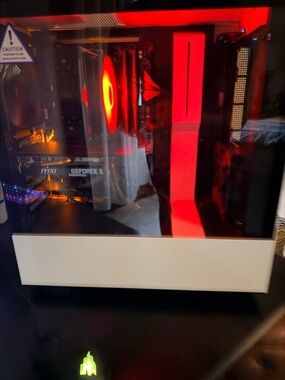 NZXT White PC Case with Red Interior Lighting